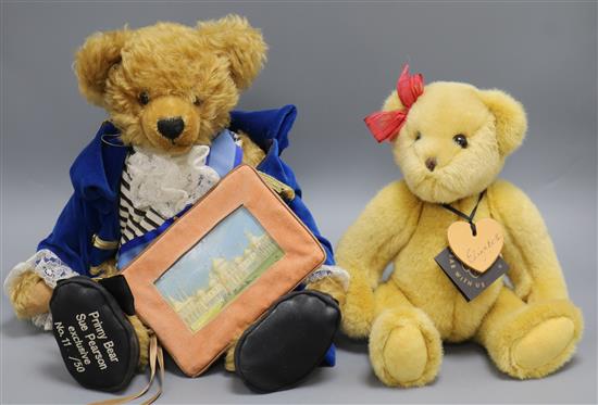 An exclusive Sue Pearson Hermann Prinny bear and a Collectors Bear with us NZ Elizabeth